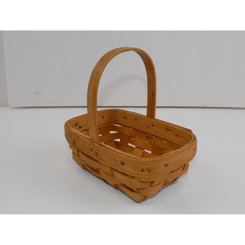 Parsley Booking Basket Woven Small Rectangle w/ Handle 1999 Longaberger Vintage